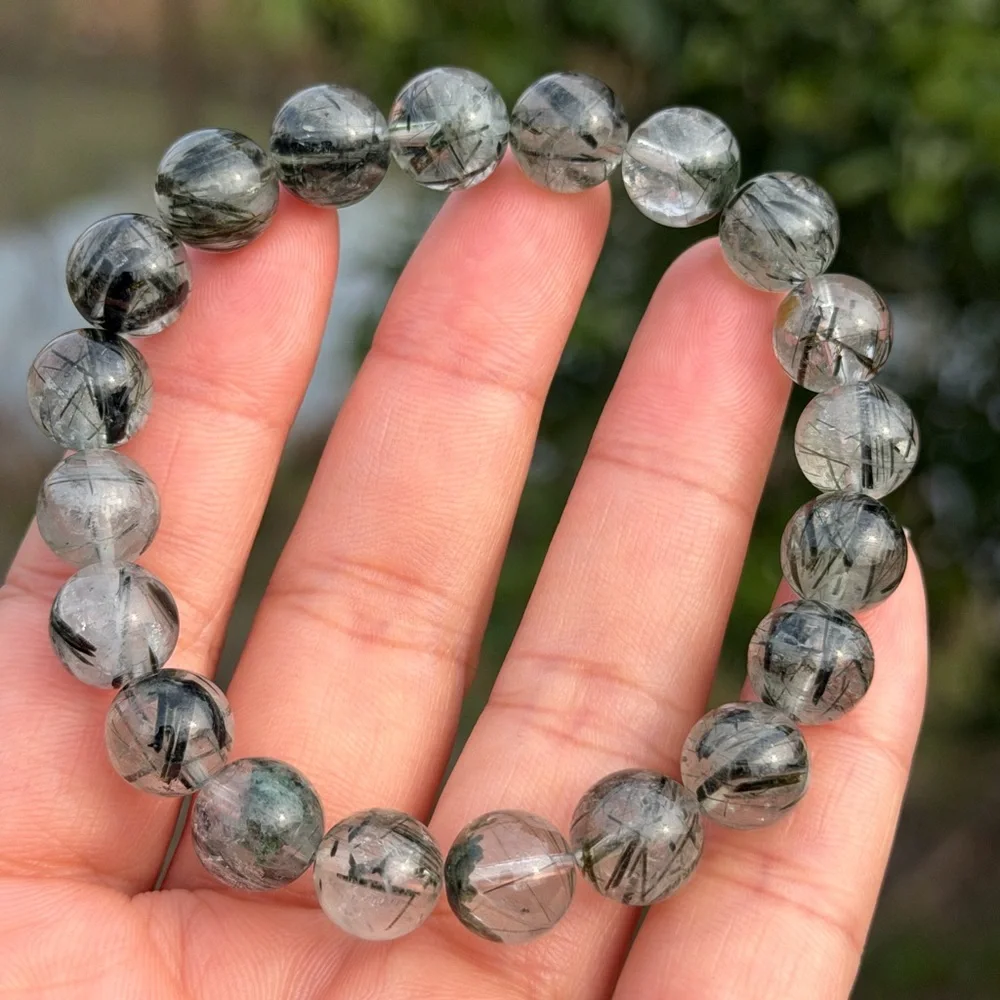 10mm stretchable green rutilated quartz bracelet‎ 1095